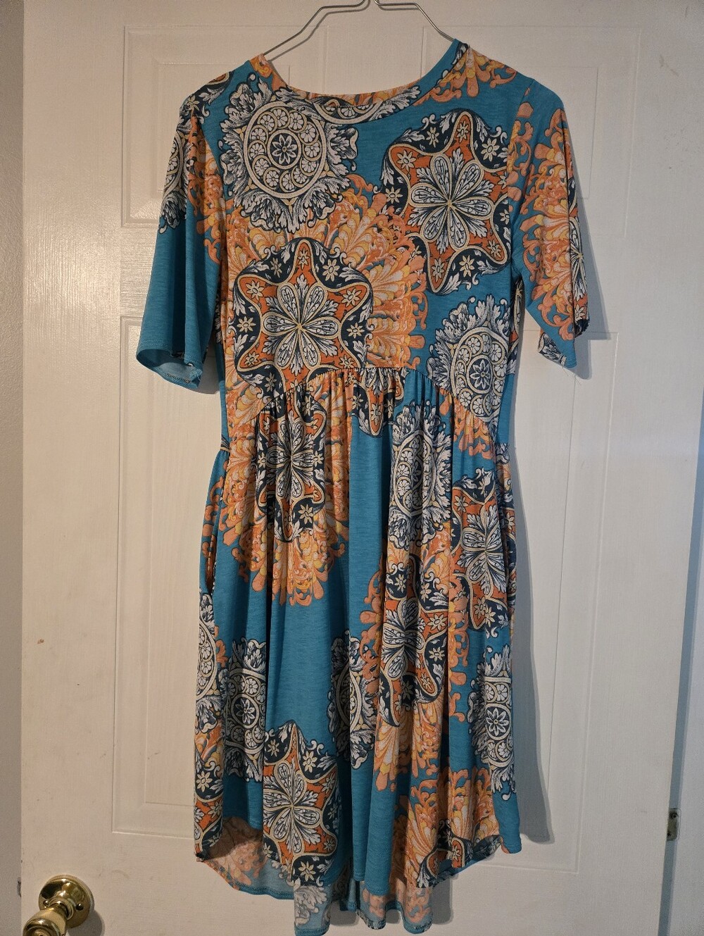 Women’s Teal Floral Boho Midi Dress
